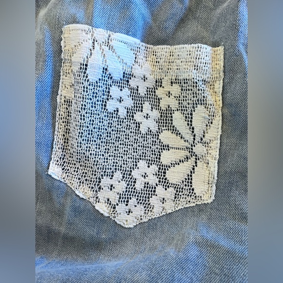 POL Light Blue Flare Jeans Star Patches Fabric Pockets Elastic Drawstring Waist - Picture 11 of 15